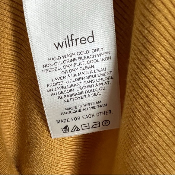 Aritzia Wilfred Mustard Yellow Mock Neck Ribbed Short Sleeve Shirt Retro Medium - Picture 4 of 7